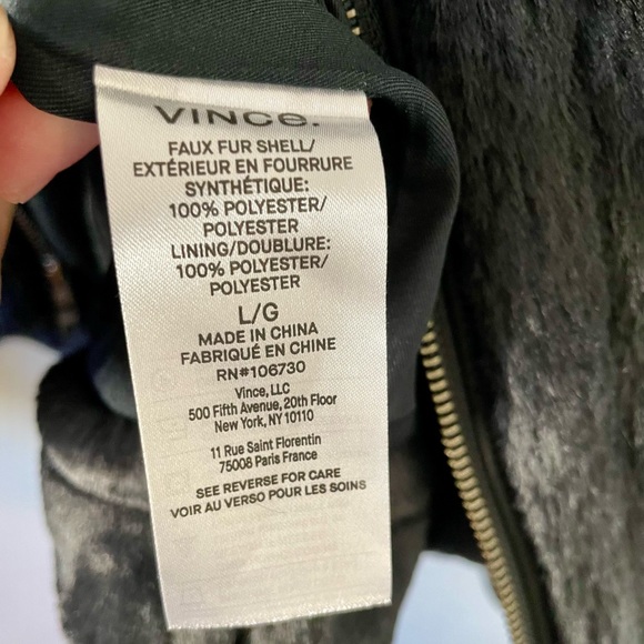 VINCE Faux Fur Bomber Zip Jacket 🖤 - Picture 7 of 10